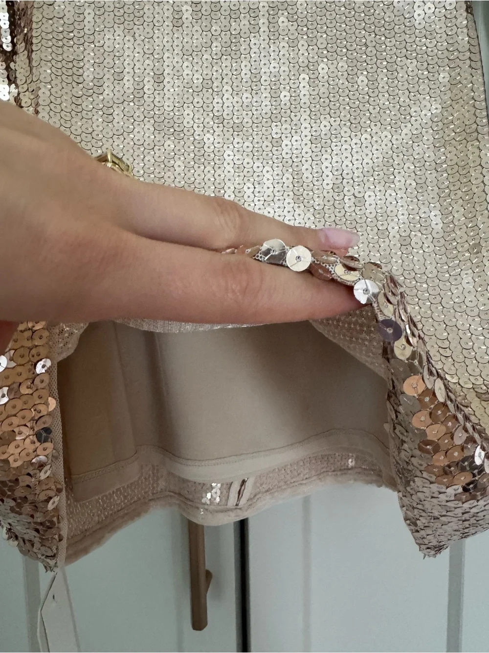 Abercrombie & Fitch Gold Sequin Long Sleeve Mini Dress